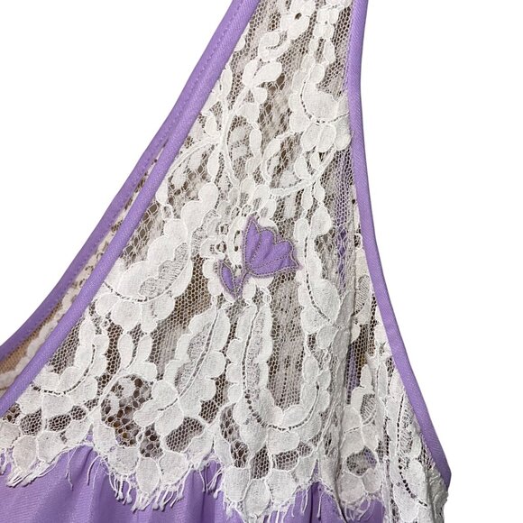 Lucie Ann Vintage Womens Nightgown Size Small Lavender Lace Tie Front - Picture 7 of 14